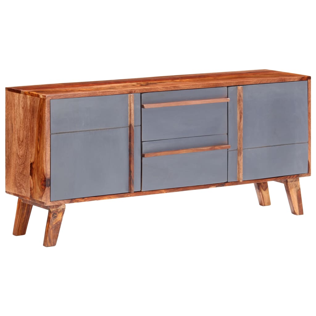 Comoda din lemn masiv de sheesham, vidaXL, Lemn, 120 x 30 x 55 cm, Gri